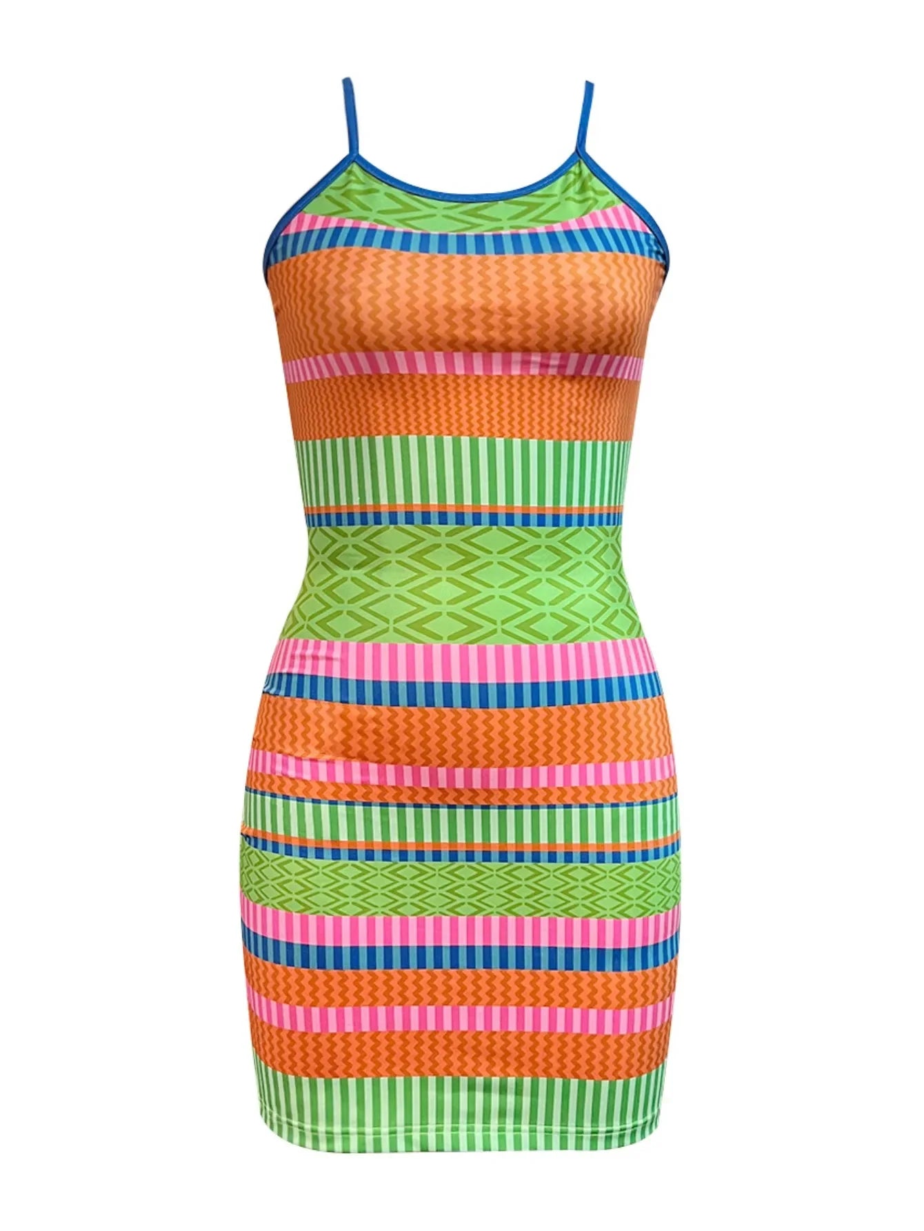 LW Geometric Print Striped Bodycon Dress summer sleeveless mini dress Female Sexy party club beach dresses vestido