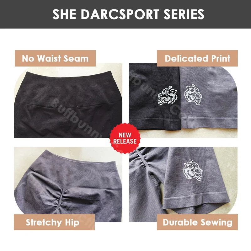 Darc Women Tie Dye Shorts Pink Wolf Head Elastic Seamless Shorts High Waist 2024 Female Gym Bottom Yoga Tight Soft Sport Pants