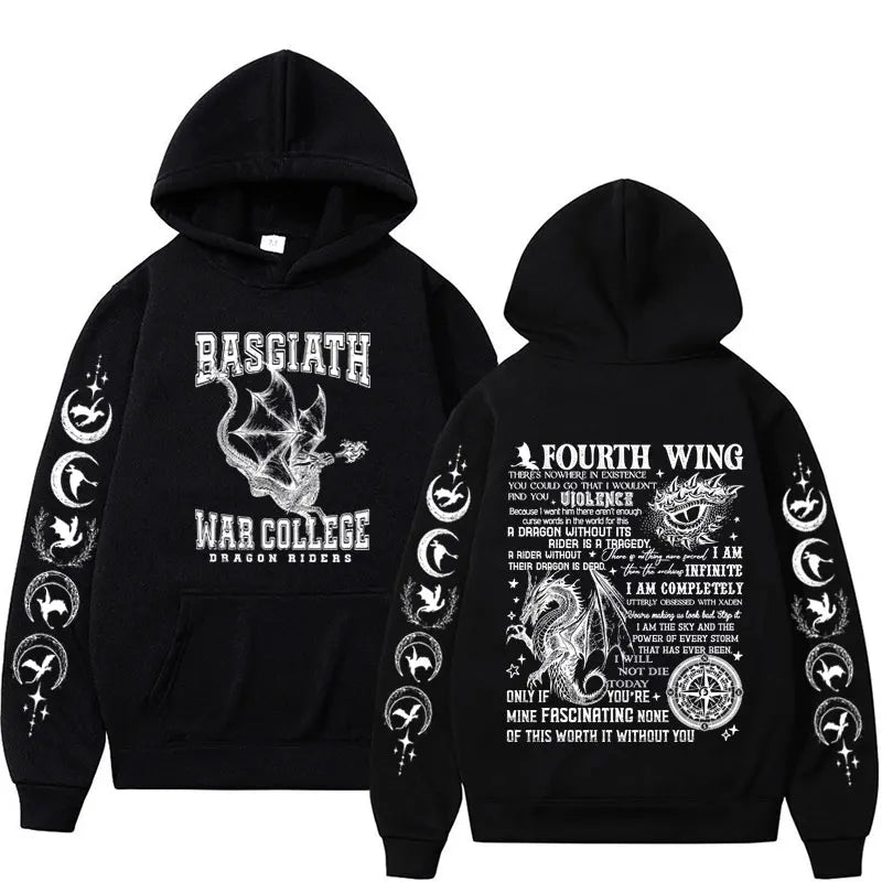 Fourth Wing Basgiath War College Hoodies The Empyrean Series Dragon Rider Hoodie Men's Y2k Clothes Fashion Sweatshirt Streetwear