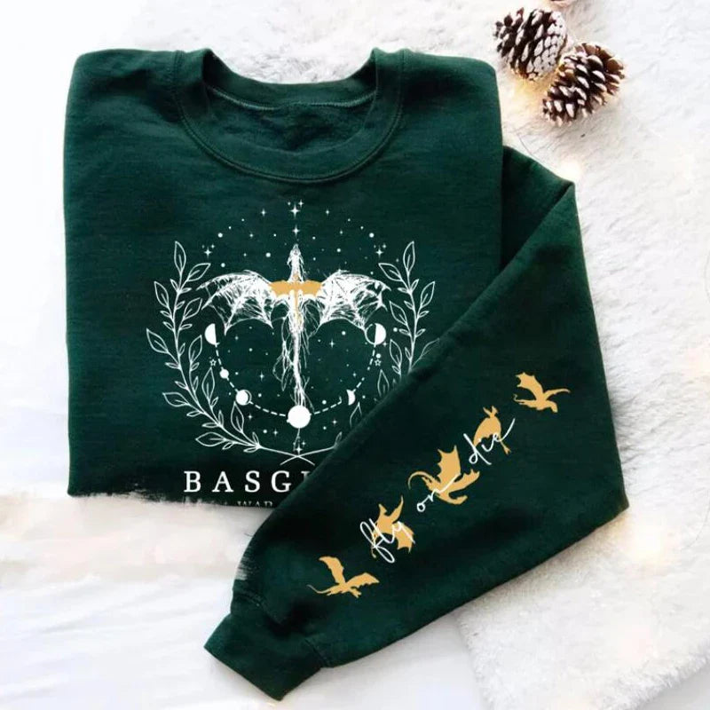 Fourth Wing Sweatshirt Women Pullover Basgiath War College Crewneck Sweatshirts Dragon Rider Streetwear Hoodie Fantasy Reader