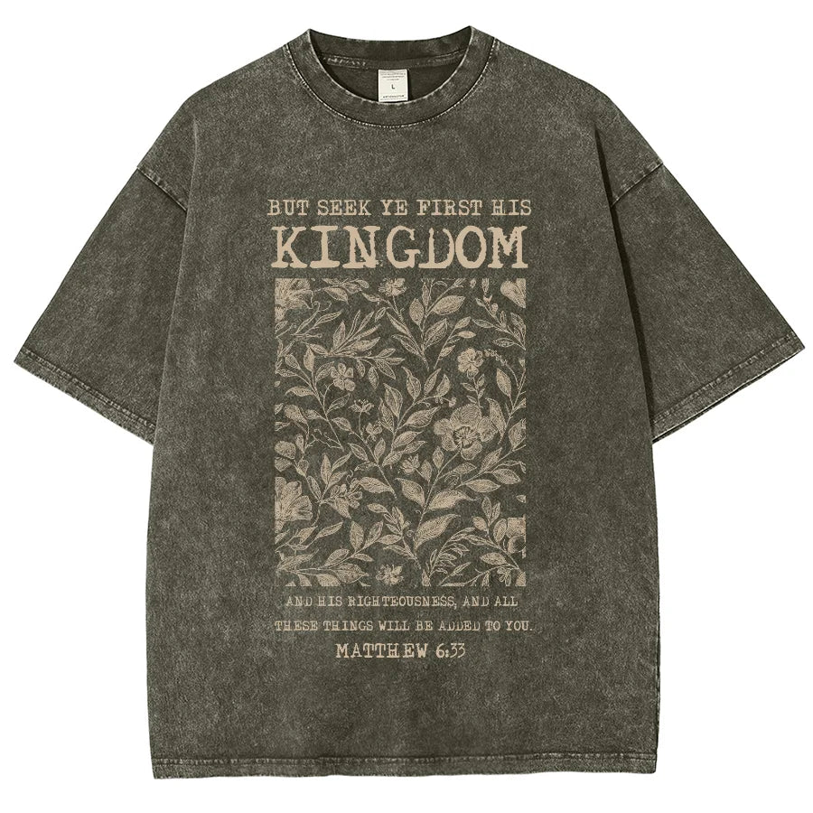 God Kingdom Graphic Printed Washed Tshirt For Men, Oversized Faith TShirt  For Unisex  Women 100% Cotton Hip  Four Seasons Tops