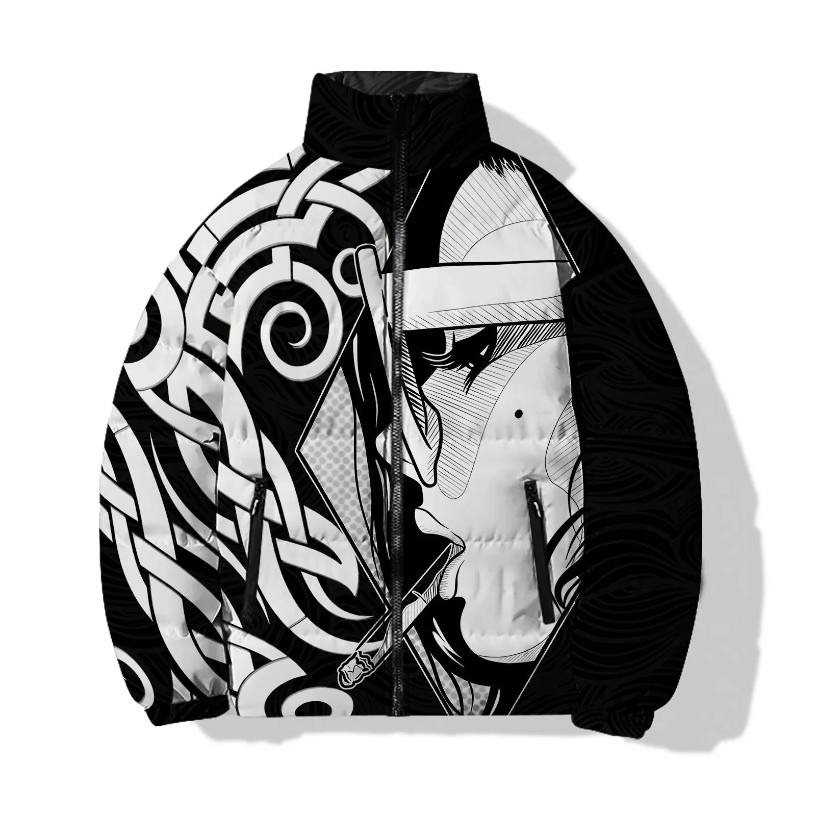 Dark Style Men's Clothing 2024 Sculpture Parka Winter Man Roses New in Down Jacket Cool Design Skull Knight Sweatshirts Parkas