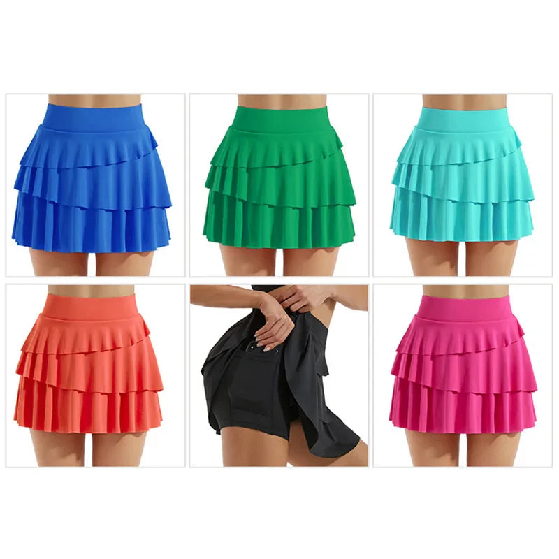 2023 New Sports Tennis Skirt With Inner Lining Outdoor Running Dancing Culottes Women Yoga Golf Volleyball Pleated Skirts