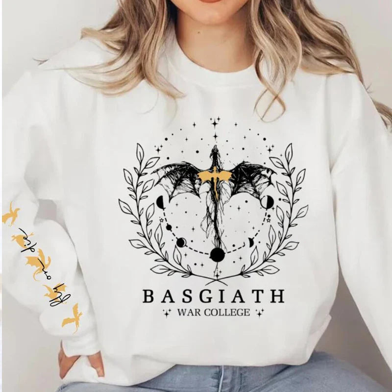 Fourth Wing Sweatshirt Women Pullover Basgiath War College Crewneck Sweatshirts Dragon Rider Streetwear Hoodie Fantasy Reader