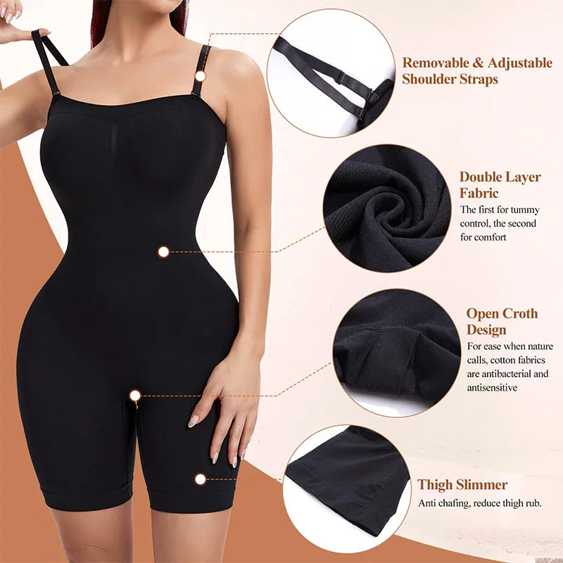 Women's Shapewear Bodysuits Butt Lifter Body Shaper Strapless Seamless Mid Thigh plus Size Sweat Vest for Women