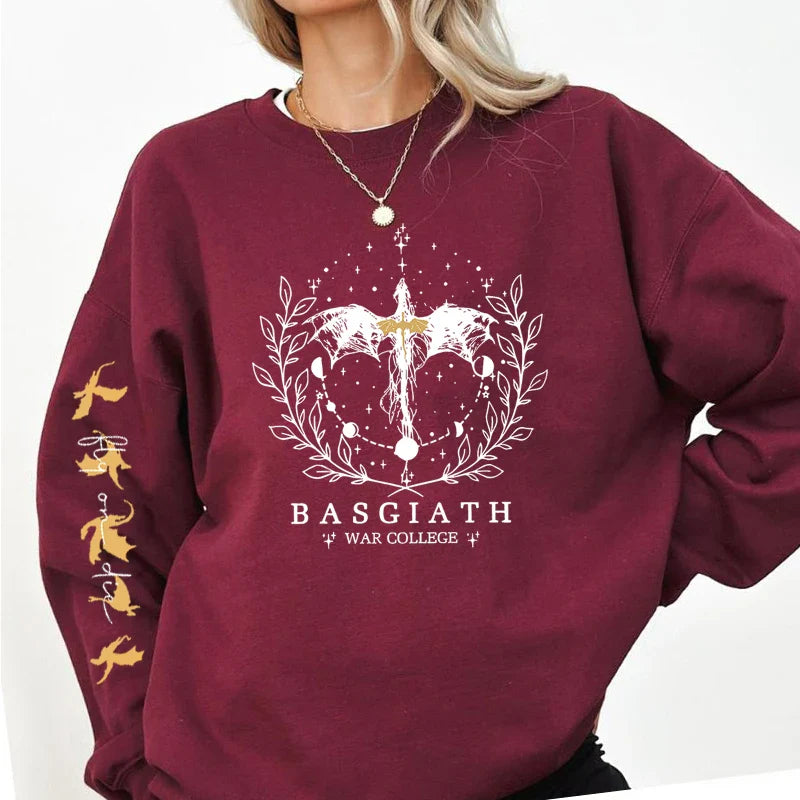 Fourth Wing Sweatshirt Women Pullover Basgiath War College Crewneck Sweatshirts Dragon Rider Streetwear Hoodie Fantasy Reader